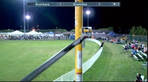 Derrick Kennedy of A1 Bombers at the fence for the final out (cick to enlarge)